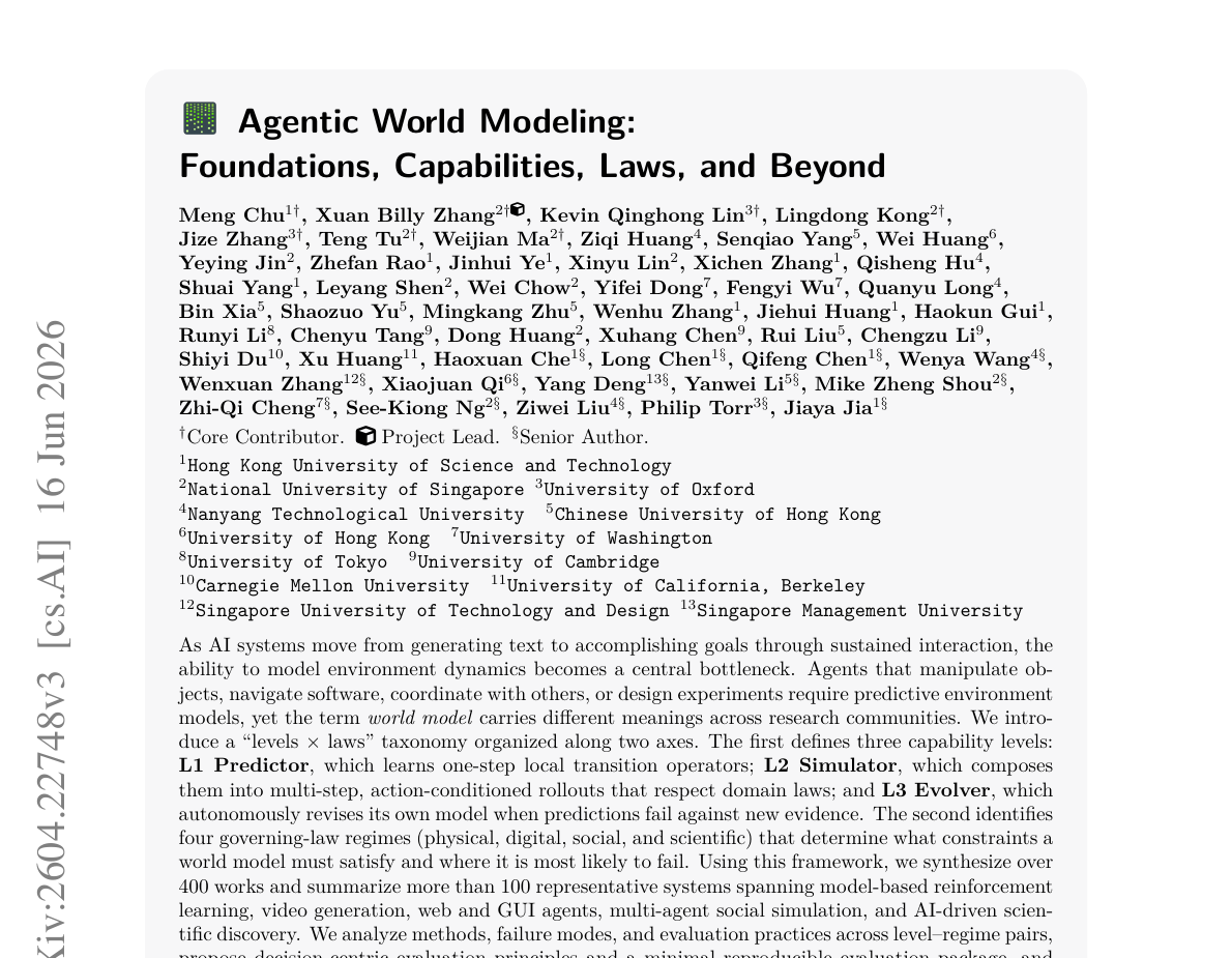 Agentic World Modeling paper preview