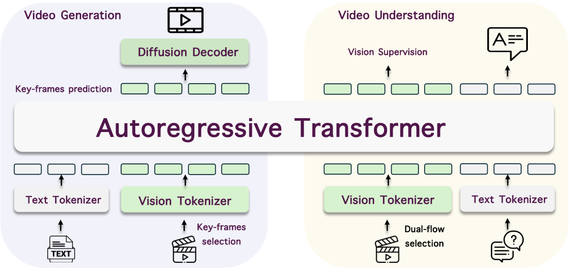 Vega architecture for unified video understanding and generation